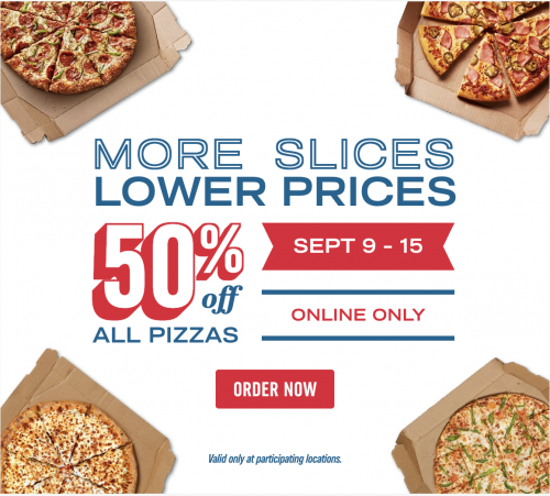 Domino’s Pizza Canada Special Offer: Save 50% Off All Pizzas